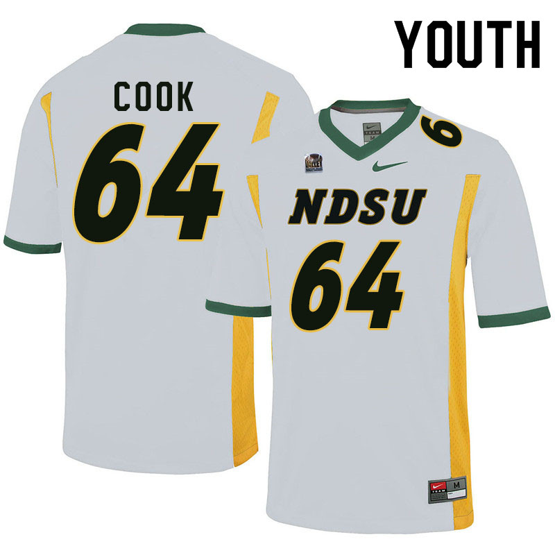 Youth #64 Brendan Cook North Dakota State Bison College Football Jerseys Sale-White